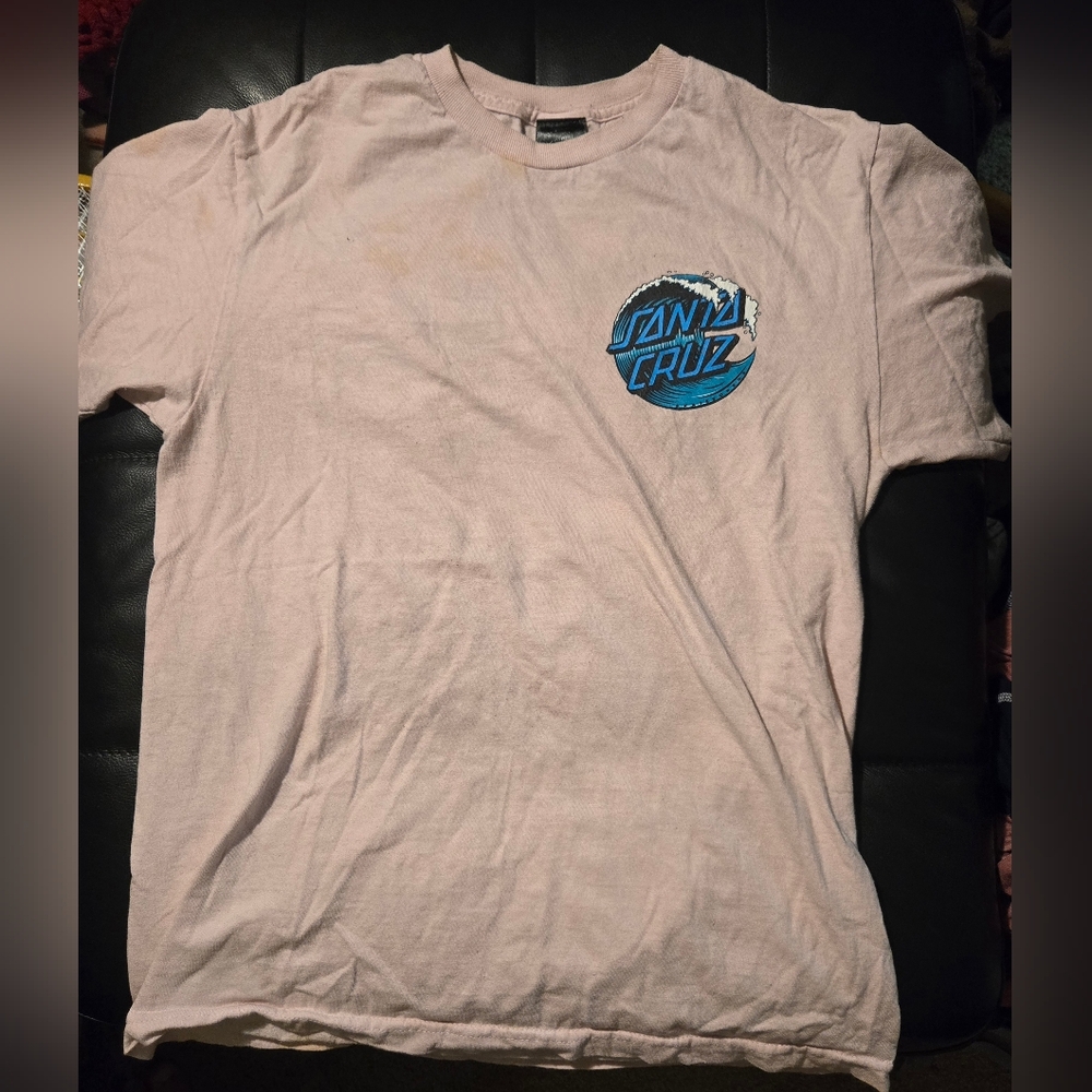 Santa Cruz Skateboards Light Pink Tee with Blue Logo